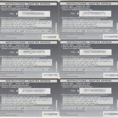 Amimex Zodiac 12 private phone cards, 500 print run