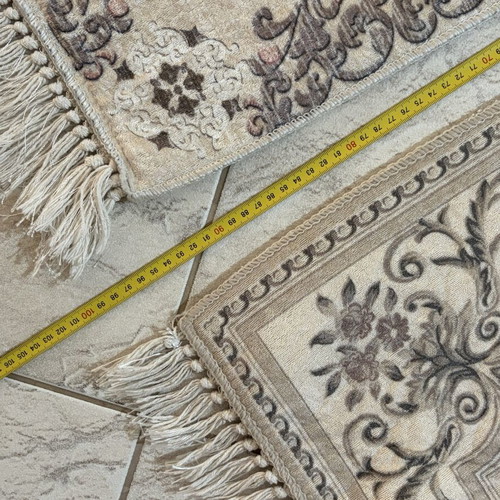 Bedroom rugs set used, modern motif with fringes