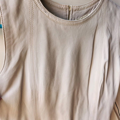 Leather dress cream like new, small/medium, straight cut