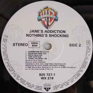 Jane's Addiction Nothing's Shocking vinyl record used, rock