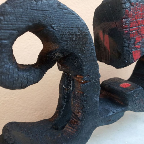 Konstantinoupoli Artistic Work 1955 with Burned Wood and Marble