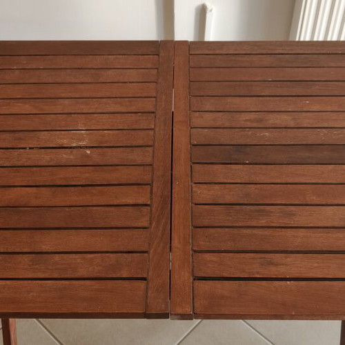 Wooden garden table used, extendable 120x70 + 30 cm