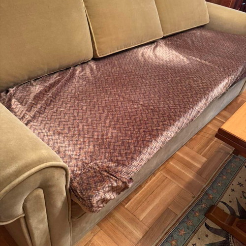 Sofa divan used, beige, three-seater with removable back cushions