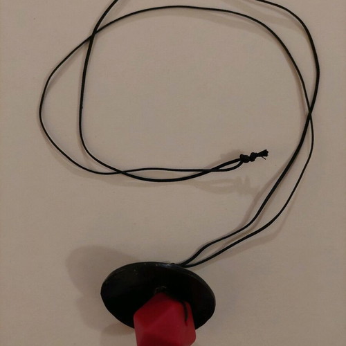 Handmade necklace new, long, black and red