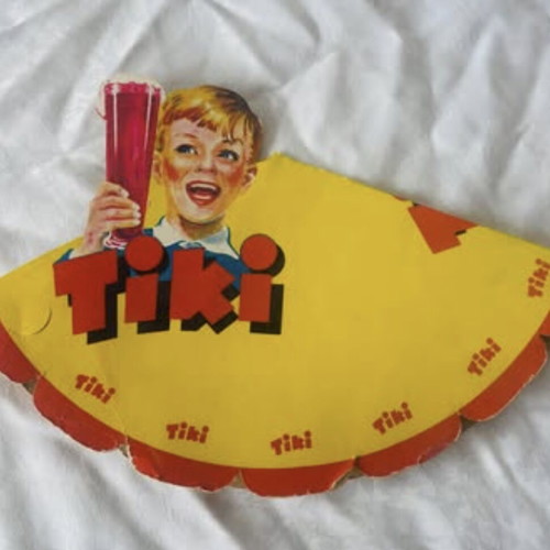 Vintage TIKI Promotional Hat Fan Used, Collectible Paper Brim 1950s-1970s
