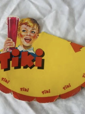 Vintage TIKI Promotional Hat Fan Used, Collectible Paper Brim 1950s-1970s