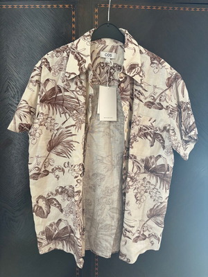 Tropical linen shirt COS new, beige and green, size S