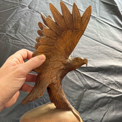 Handmade wooden eagle sculpture like new