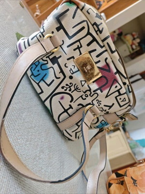 KEM shoulder bag authentic used, beige multicolor