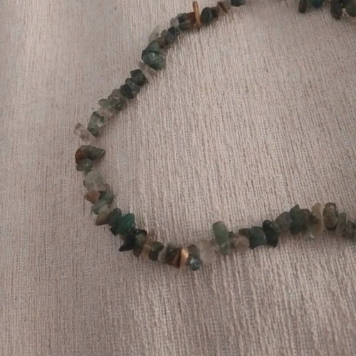 Necklace with stones and coral used, green shades