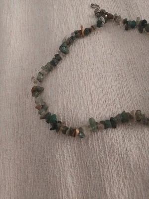 Necklace with stones and coral used, green shades