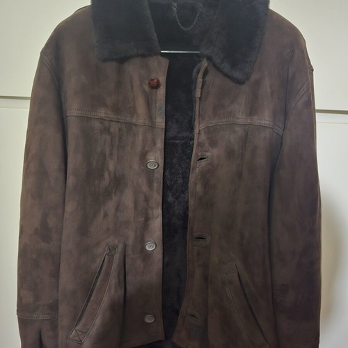 Vintage shearling jacket unisex large, like new, brown suede leather