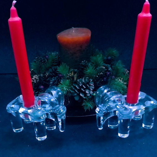 Kosta Boda Jylbock crystal candlesticks pair by Bertil Vallien new