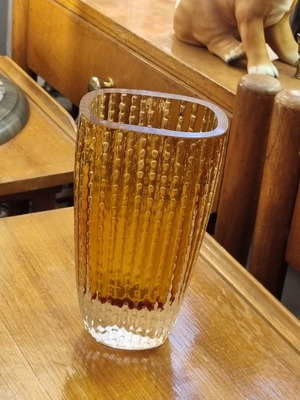 Kurt Wokan vase for Ingrid Glashütte Ice Glass used 19cm