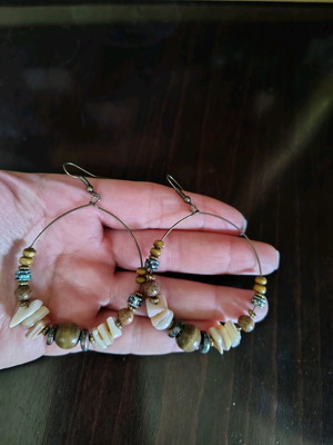 Women's hoop earrings new with beads boho style