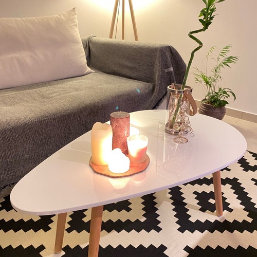 White coffee table with glossy lacquer surface new