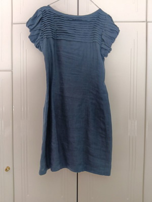 Sisley linen dress, blue, medium, side hidden zipper