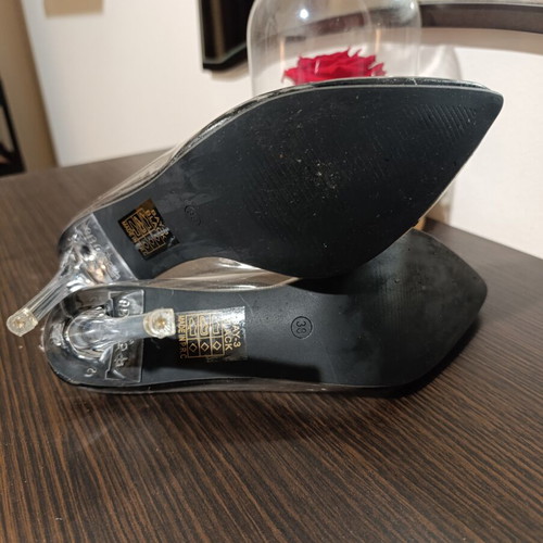 Pumps black with transparent PVC, like new, size 38