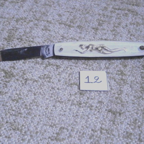Folding Knife with Enameled Handle and Nude Figure, Stainless Steel Blade, 1960s