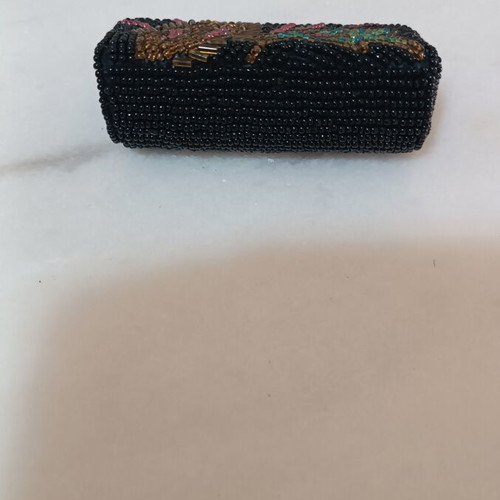 Vintage lipstick case handmade with beads and mirror new