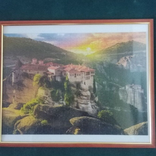 Puzzle Meteora Greece framed decorative like new