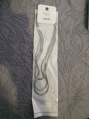 Stainless steel triple necklace new, silver
