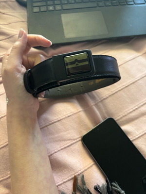 Black leather belt new, size 100