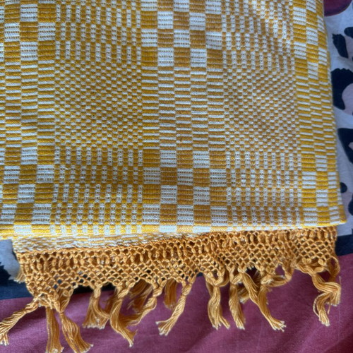 Handwoven Tablecloth with Lace Edging like new, 2.00x2.00 m