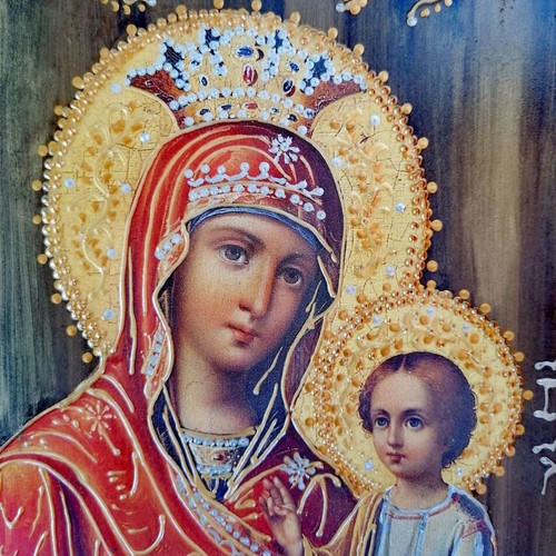 Handmade icon of Panagia Gorgoepikoos, new