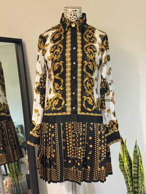 Zara satin shirt dress with baroque scarf print, size S, like new