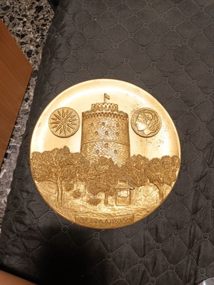 Vintage Metal Decorative Wall Plate White Tower Thessaloniki 23cm like new
