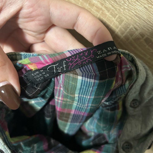 Zara plaid shirt like new with detachable hood multicolor size M