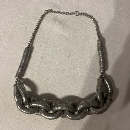 Chunky Statement Necklace silver metal, like new