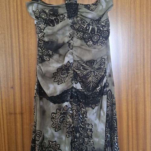 Morgan dress XS/S like new, olive with black and gold halter design