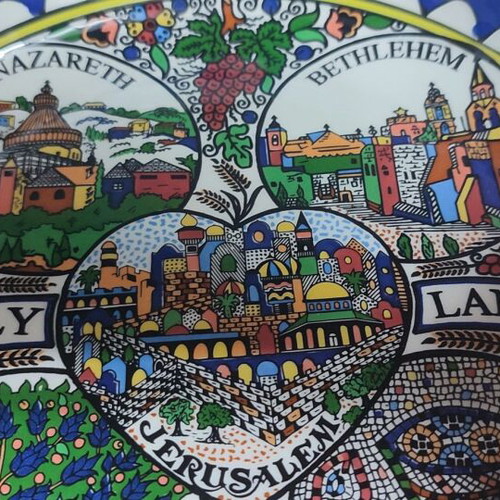Handmade ceramic bowl Holy Land like new, Armenian art