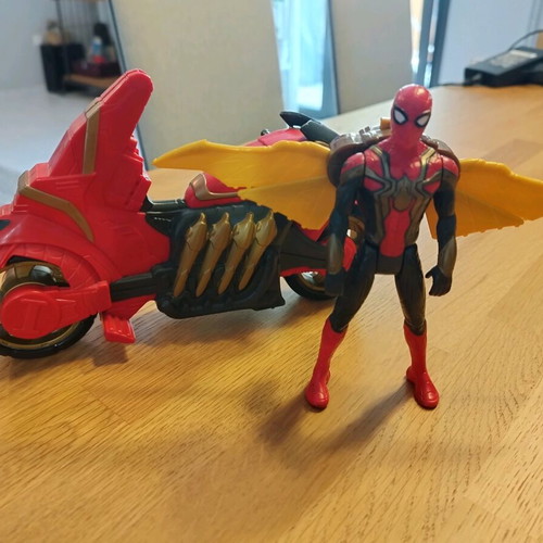 Spiderman with motorcycle toy like new