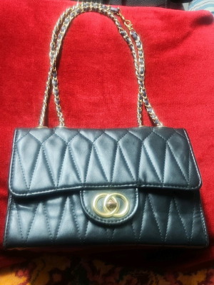 A.P.C. Black Quilted Faux Leather Shoulder Bag Like New