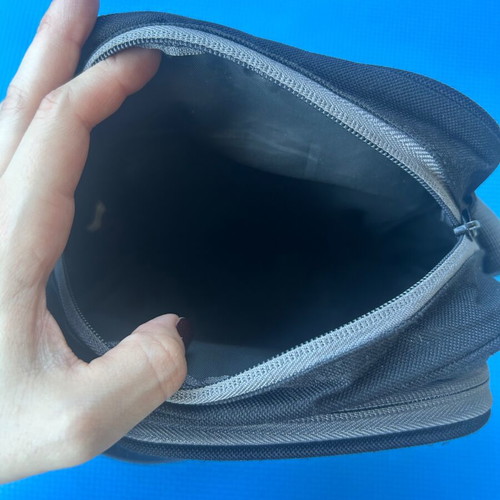 Admiral black crossbody messenger bag used with broken rear zipper