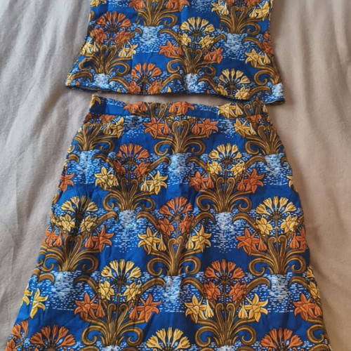 Tribal top and skirt set like new, yellow-blue boho style