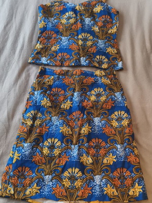 Tribal top and skirt set like new, yellow-blue boho style