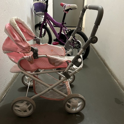 Doll stroller like new with foldable canopy and fabric seat