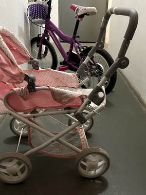 Doll stroller like new with foldable canopy and fabric seat