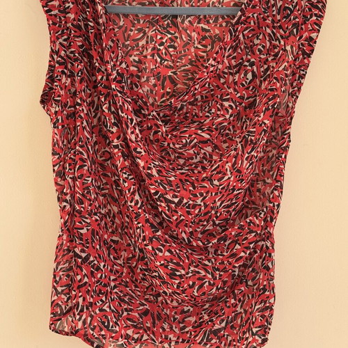 Ikks Women airy blouse size 38 M like new, black and red