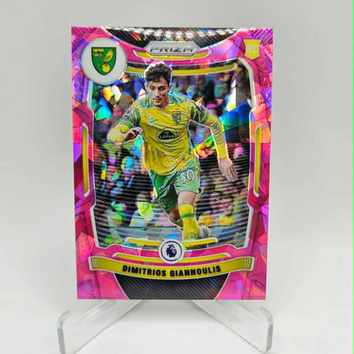 Panini Prizm EPL Dimitris Giannoulis Pink Cracked Ice Rookie card