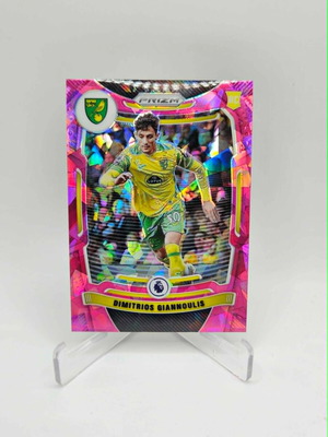 Panini Prizm EPL Dimitris Giannoulis Pink Cracked Ice Rookie card
