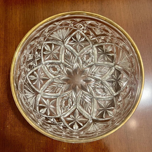 Crystal salad bowl with gilded border, like new