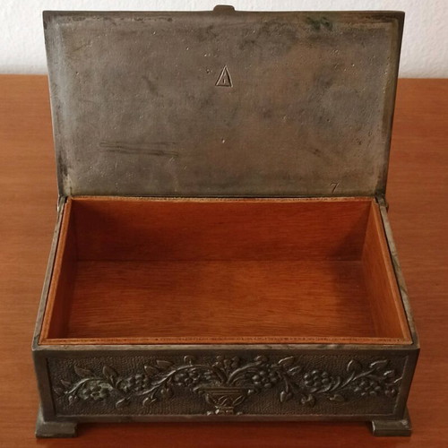 Antique bronze handmade box used, numbered artwork