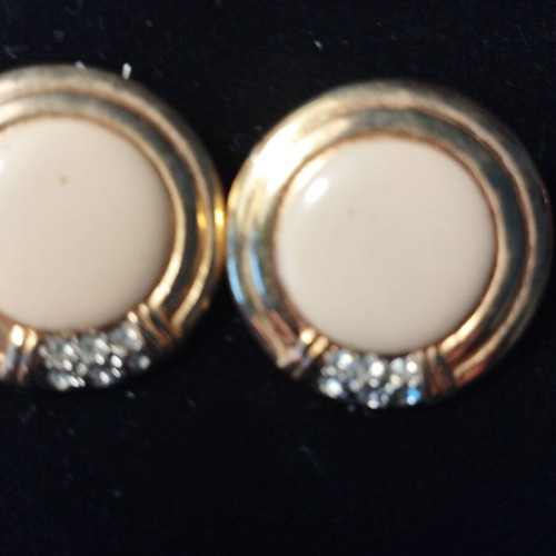 Clip-on earrings used, beige