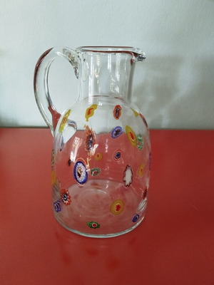 Leonardo Millefiori glass pitcher like new with colorful designs