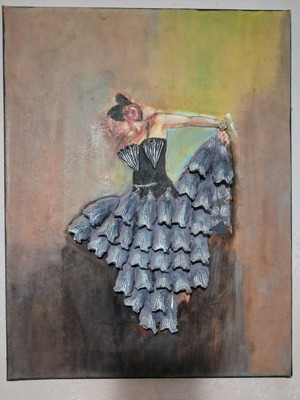 Χειροποίητος ανάγλυφος πίνακας flamenco σε καμβά σαν καινούργιος